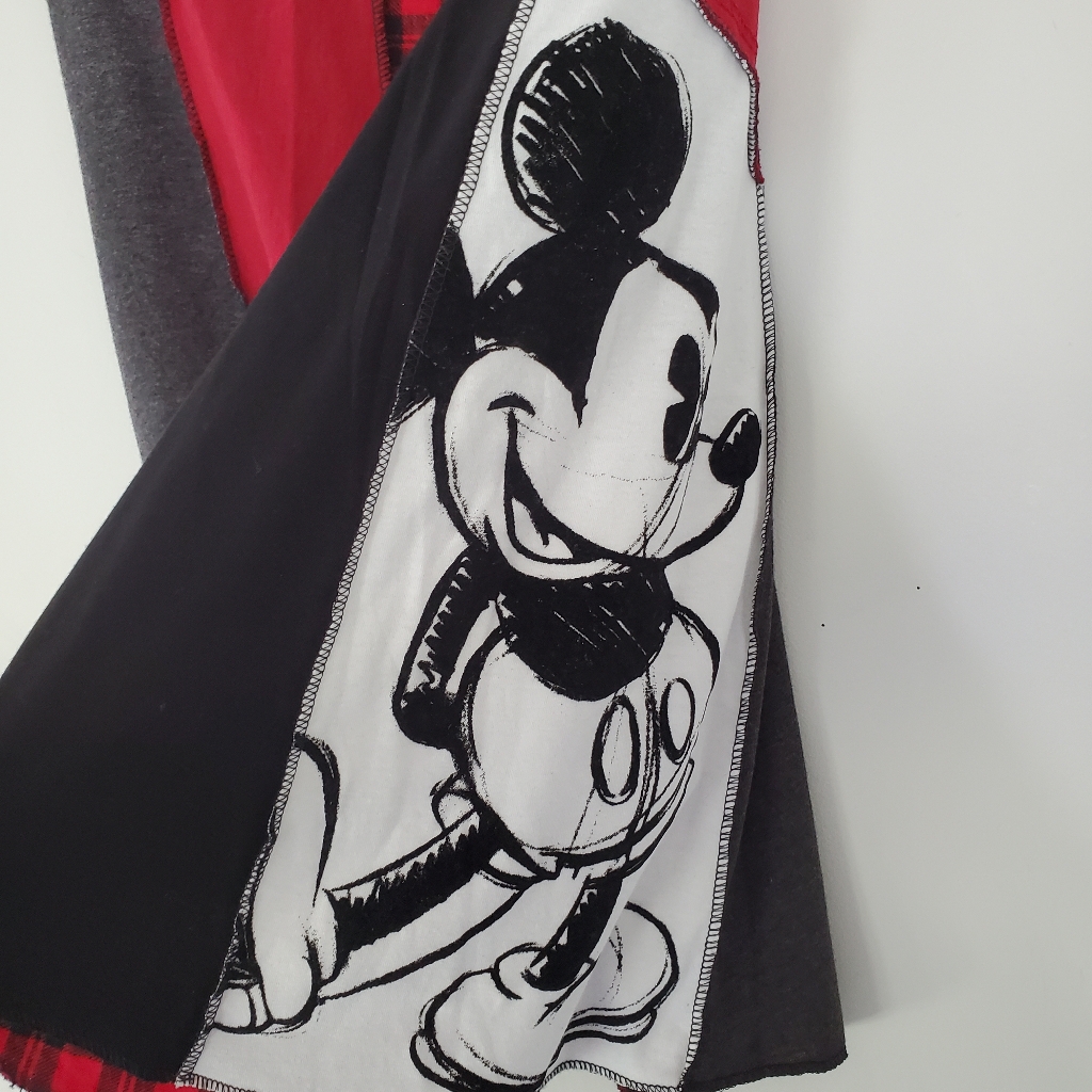Zorrel Sz S Mickey Mouse Patchwork 23" Full Skirt Exposed Seams Cotton Plaid Euc — image 5 of 8